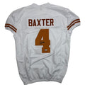 Autographed/Signed CJ Baxter Texas White Pro Cut College Football Jersey Beckett BAS COA