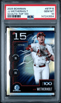 Graded 2025 Topps Bowman JJ Wetherholt #BTP15 Scouts Top 100 Rookie RC Baseball Card PSA 10 Gem Mint