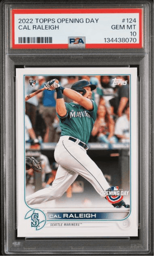 Graded 2022 Topps Opening Day Cal Raleigh #124 Rookie RC Baseball Card PSA 10 Gem Mint