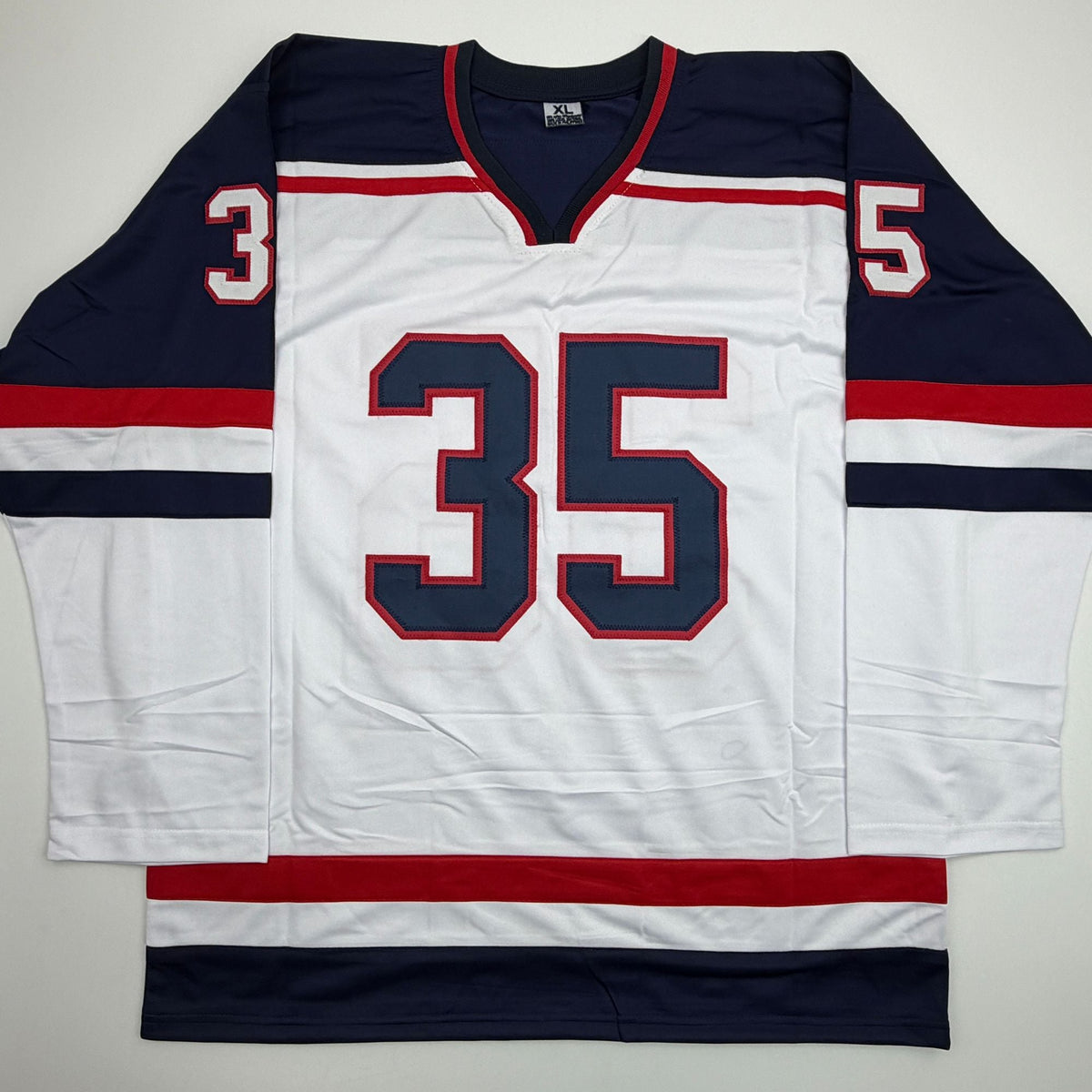 Autographed/Signed Mike Richter USA United States White Hockey Jersey JSA COA