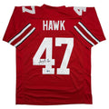 Autographed/Signed AJ Hawk Ohio State Red College Football Jersey Beckett BAS COA