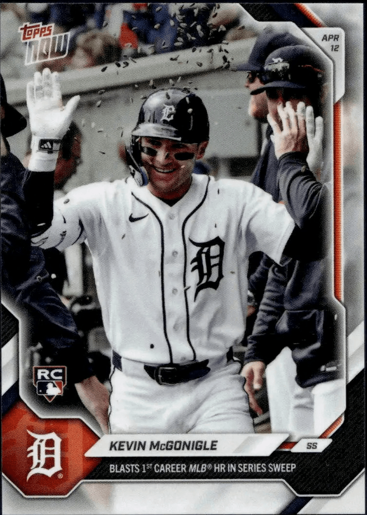 2026 Topps Now Kevin McGonigle #75SP Blasts 1st Carer MLB Home Run in Series Sweep Detroit Tigers Rookie RC Baseball Card