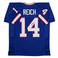 Autographed/Signed Frank Reich Buffalo Blue Football Jersey Beckett BAS COA