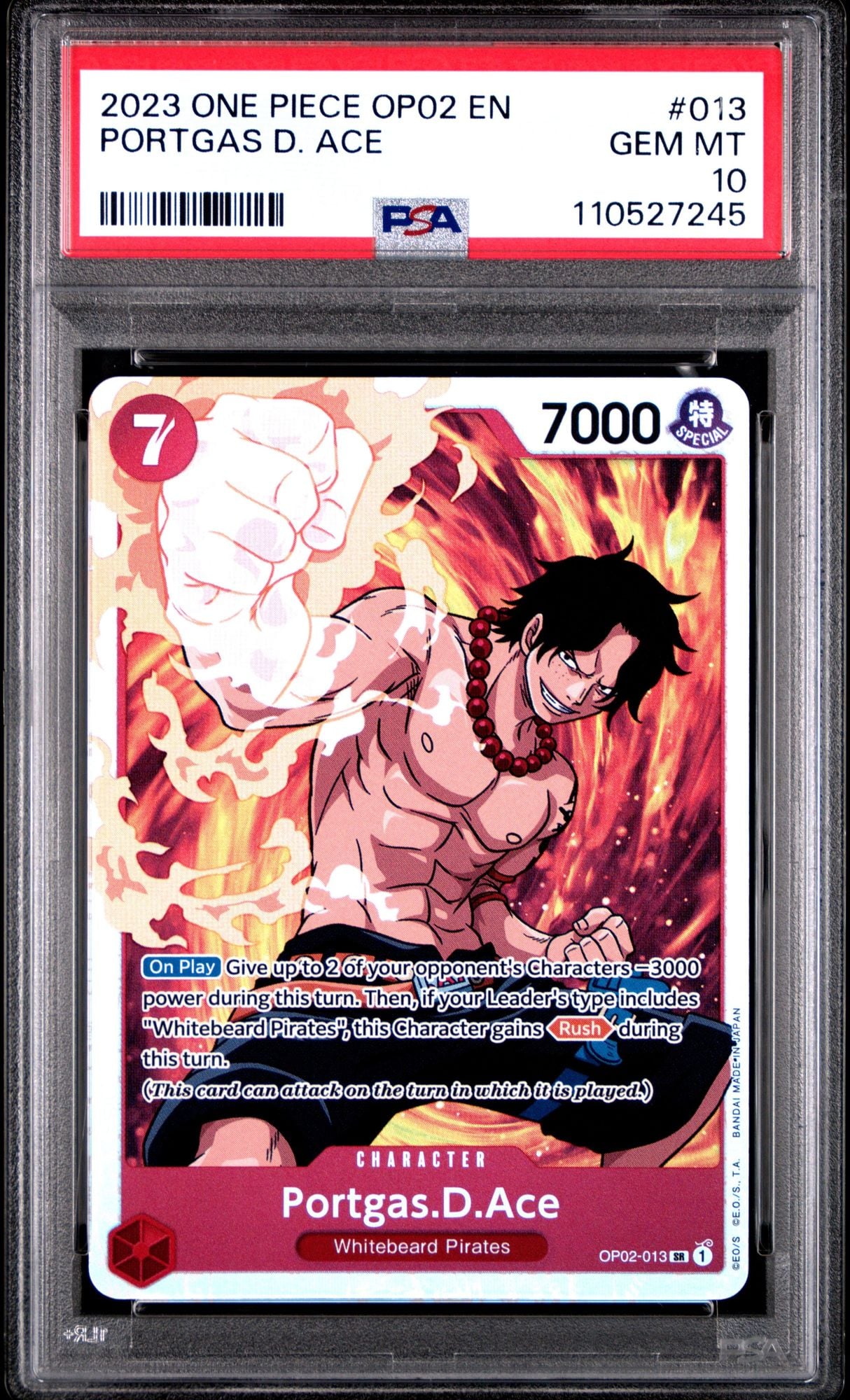 Graded 2023 One Piece Portgas D. Ace 013 Awakening of a New Era OP02 Trading Card Game PSA 10 Gem Mint
