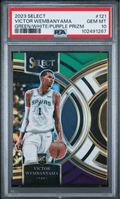 Graded 2023 Panini Select Victor Wembanyama #121 Green/White/Purple Prizm Rookie RC Basketball Card PSA 10 Gem Mint