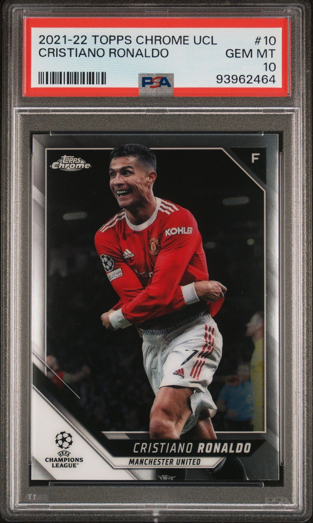 Graded 2021 Topps Chrome UCL Cristiano Ronaldo #10 UEFA Champions League Soccer Card PSA 10 Gem Mint