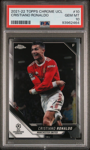 Graded 2021 Topps Chrome UCL Cristiano Ronaldo #10 UEFA Champions League Soccer Card PSA 10 Gem Mint
