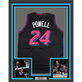 Framed Autographed/Signed Norman Powell 35x39 Miami Black Vice City Basketball Jersey Beckett BAS COA