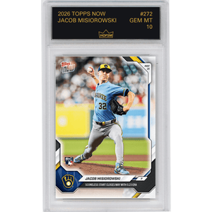 Graded 2026 Topps Now Jacob Misiorowski #272 Scoreless Start Closes May with 0.23 ERA Milwaukee Brewers Rookie RC Baseball Card HOFSM 10 Gem Mint