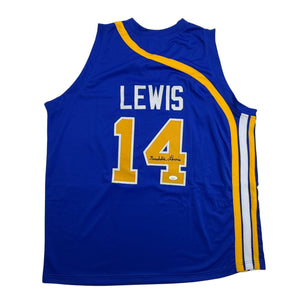 Autographed/Signed Freddie Lewis Indiana Blue Basketball Jersey JSA COA