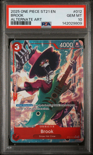 Graded 2025 One Piece Brook #012 ST21 Alt Art Trading Card Game PSA 10 Gem Mint