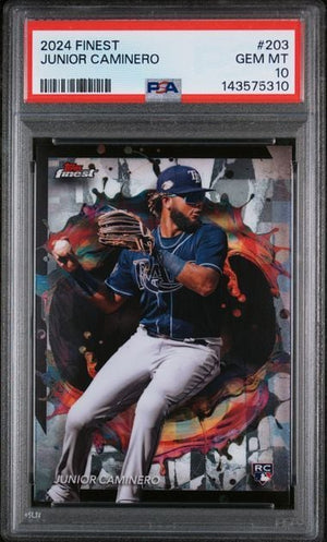 Graded 2024 Topps Finest Junior Caminero #203 Rookie RC Baseball Card PSA 10 Gem Mint