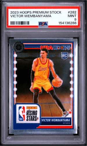 Graded 2023 Panini Hoops Premium Stock Victor Wembanyama #282 Rookie RC Basketball Card PSA 9 Mint