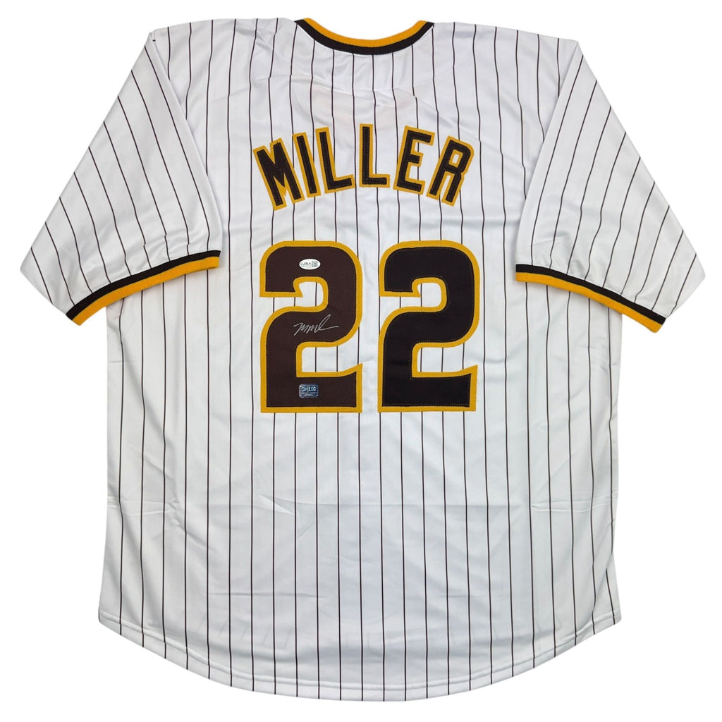 Autographed/Signed Mason Miller San Diego Pinstripe Baseball Jersey JSA COA