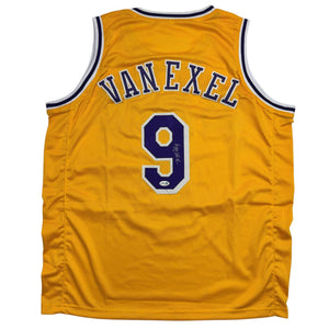 Autographed/Signed Nick Van Exel Los Angeles Yellow Basketball Jersey JSA COA