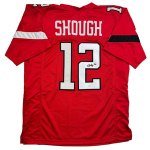 Autographed/Signed Tyler Shough Texas Tech Red College Football Jersey JSA COA