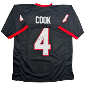 Autographed/Signed James Cook Georgia Black College Football Jersey Beckett BAS COA