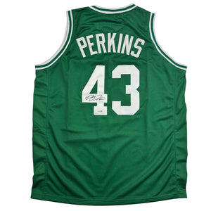 Autographed/Signed Kendrick Perkins Boston Green Basketball Jersey JSA COA
