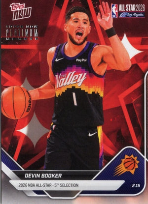 2025 Topps Now Devin Booker #AS24 Platinum Member Stamp 2026 NBA All Star 5th Selection Phoenix Suns Basketball Card