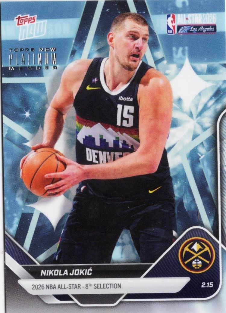 2025 Topps Now Nikola Jokic #AS17 Platinum Member Stamp 2026 NBA All Star 8th Selection Denver Nuggets Basketball Card