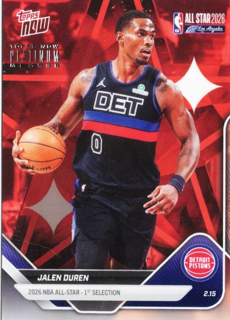2025 Topps Now Jalen Duran #AS15 Platinum Member Stamp 2026 NBA All Star 1st Selection Detroit Pistons Basketball Card