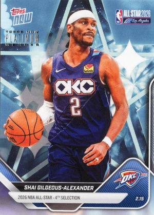 2025 Topps Now Shai Gilgeous-Alexander #AS11 Platinum Member Stamp 2026 NBA All Star 4th Selection Oklahoma City Thunder Basketball Card