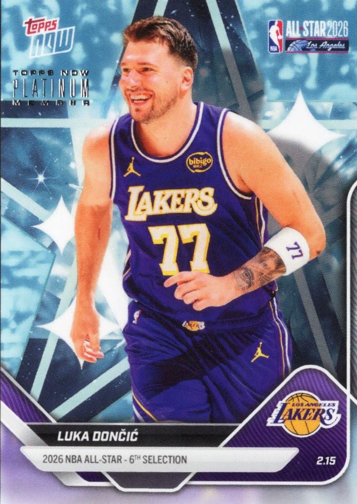 2025 Topps Now Luka Doncic #AS8 Platinum Member Stamp 2026 NBA All Star 6th Selection Los Angeles Lakers Basketball Card