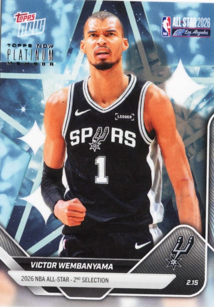 2025 Topps Now Victor Wembanyama #AS5 Platinum Member Stamp 2026 NBA All Star 2nd Selection San Antonio Spurs Basketball Card