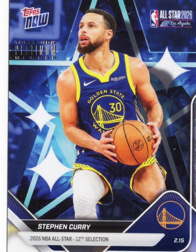 2025 Topps Now Steph Curry #AS1 Platinum Member Stamp 2026 NBA All Star 12th Selection Golden State Warriors Basketball Card