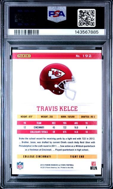 Graded 2013 Panini Rookies & Stars Travis Kelce #192 /99 Longevity Holofoil Rookie RC Football Card PSA 10 Gem Mint