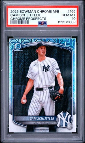Graded 2025 Bowman Chrome Mega Box Cam Schlittler #166 1st Bowman Rookie RC Baseball Card PSA 10 Gem Mint