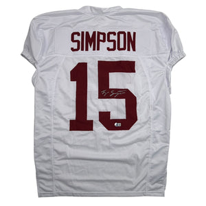 Autographed/Signed Tyler Ty Simpson Alabama White College Football Jersey Beckett BAS COA