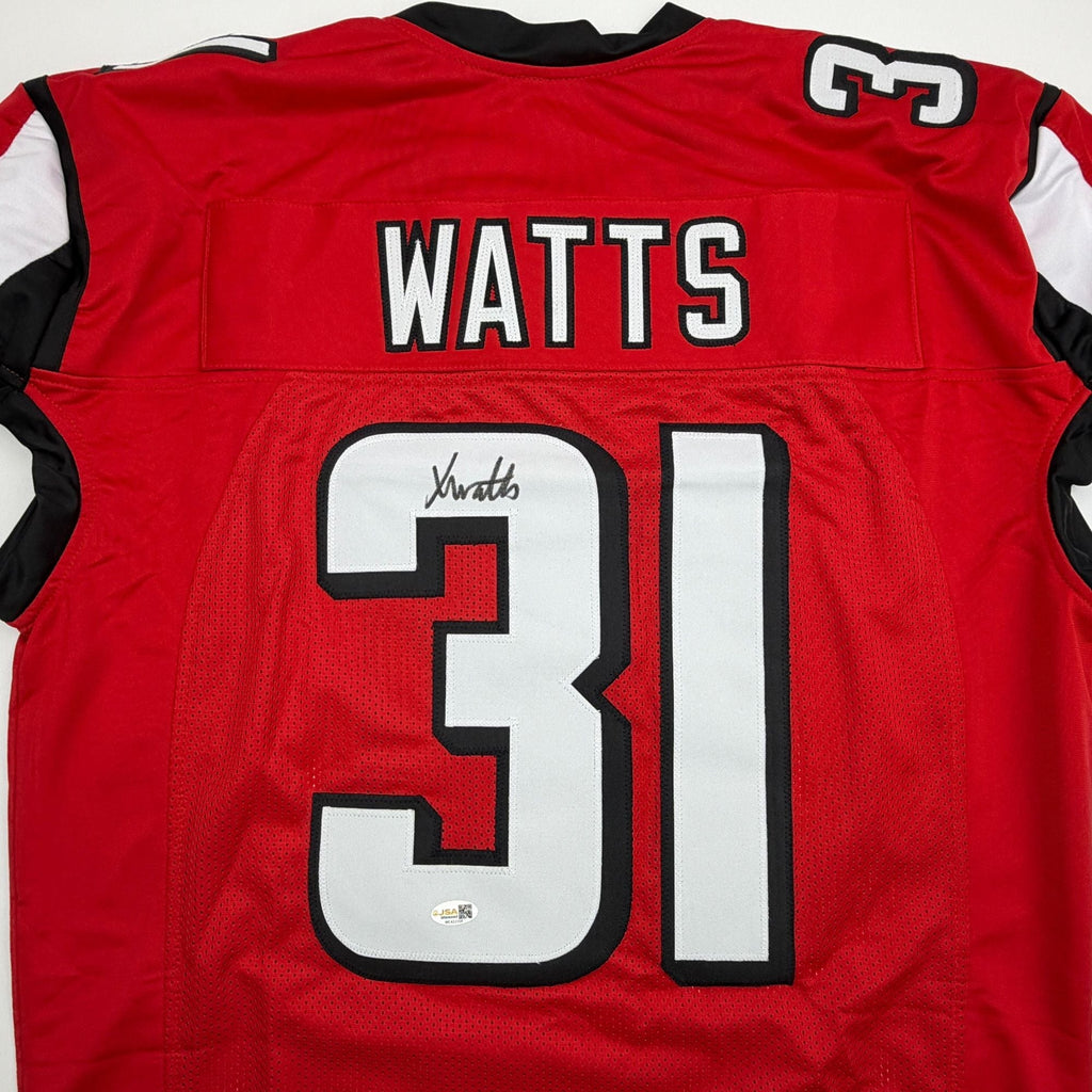 Autographed/Signed Xavier Watts Atlanta Red Pro Cut Football Jersey JSA COA