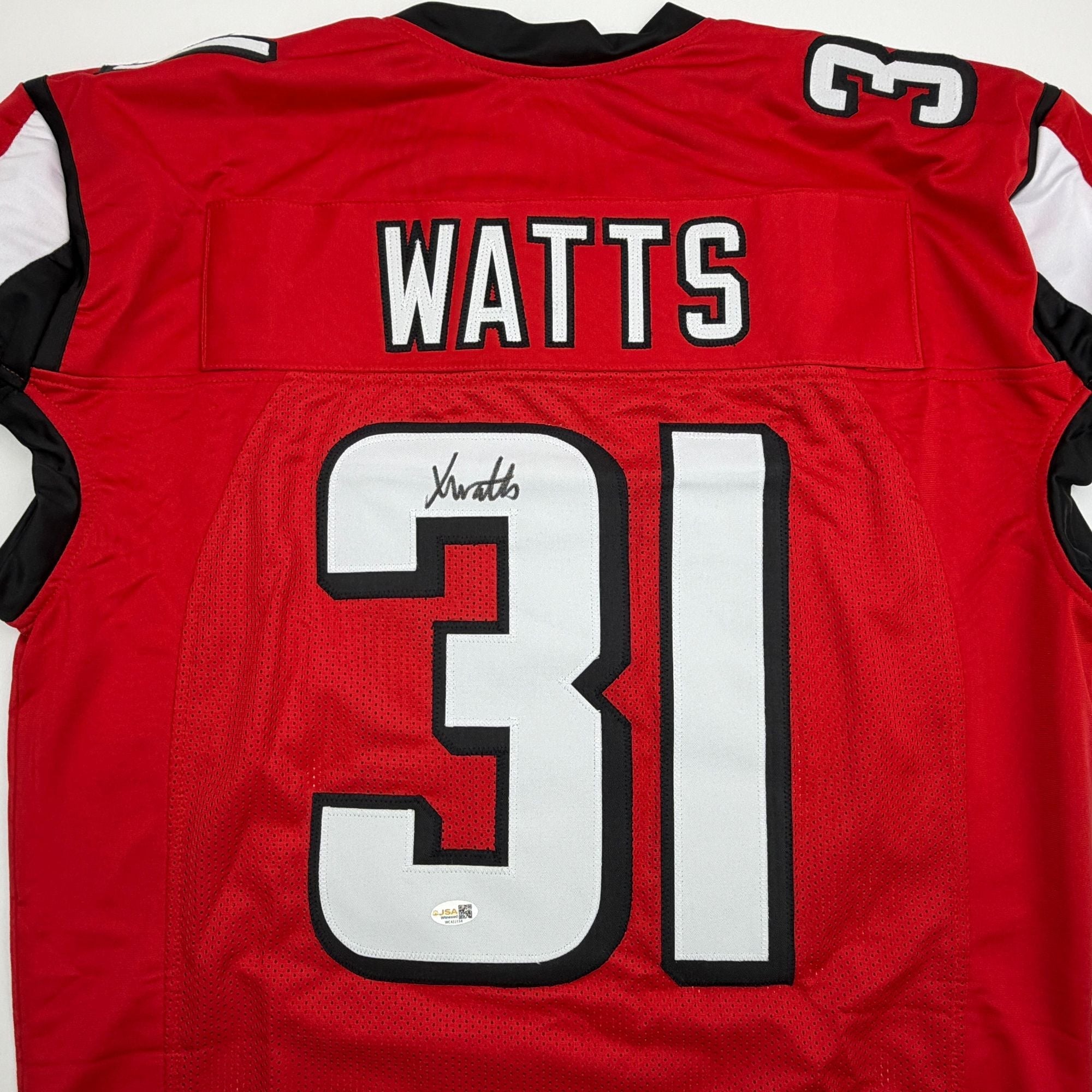 Autographed/Signed Xavier Watts Atlanta Red Pro Cut Football Jersey JSA COA