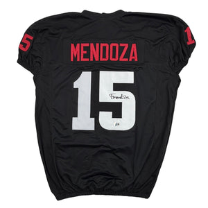 Autographed/Signed Fernando Mendoza Indiana Black College Football Jersey Beckett BAS COA