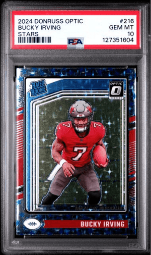 Graded 2024 Panini Donruss Optic Bucky Irving #216 Stars Rookie RC Football Card PSA 10 Gem Mint