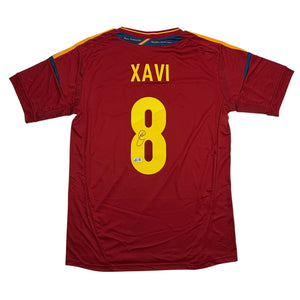 Autographed/Signed Xavi Hernandez Spain Red Soccer Futbol Jersey Beckett BAS COA