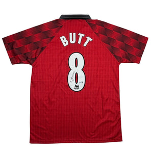 Autographed/Signed Nicky Butt Manchester United Red Soccer Futbol Jersey Beckett BAS COA