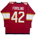 Autographed/Signed Gustav Forsling Florida Red Hockey Jersey JSA COA
