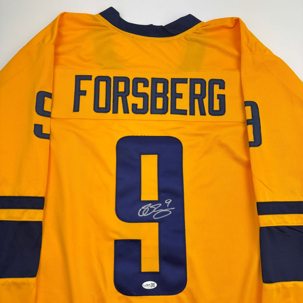 Autographed/Signed Filip Forsberg Sweden Yellow Hockey Jersey JSA COA