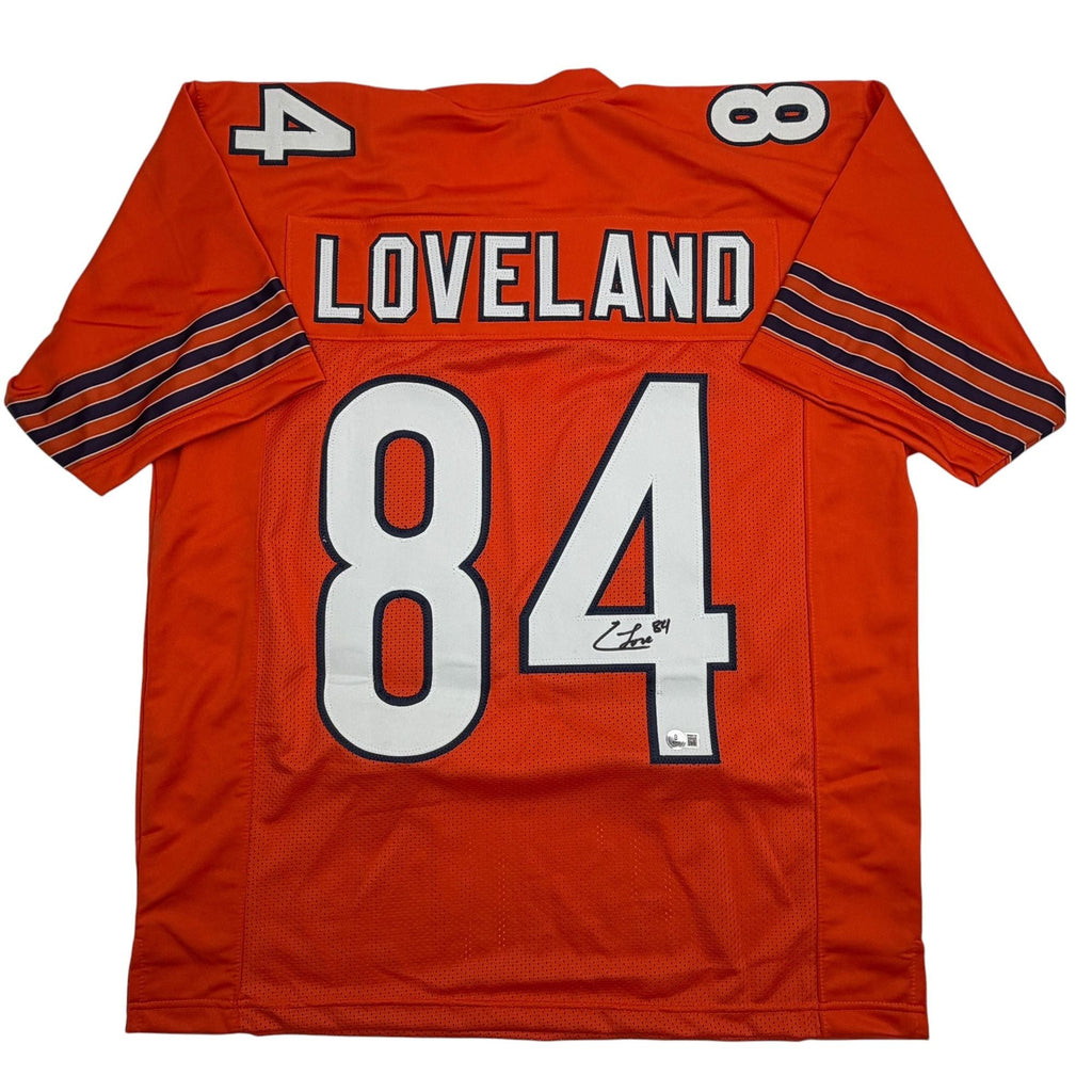 Autographed/Signed Colston Loveland Chicago Orange Football Jersey Beckett BAS COA