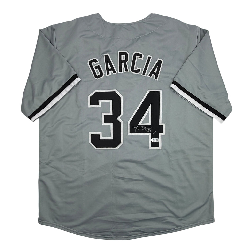 Autographed/Signed Freddy Garcia Chicago Grey Baseball Jersey Beckett BAS COA