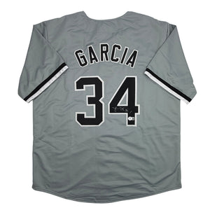Autographed/Signed Freddy Garcia Chicago Grey Baseball Jersey Beckett BAS COA