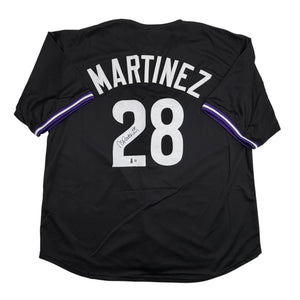 Autographed/Signed Nick Martinez Tampa Bay Black Baseball Jersey Beckett BAS COA