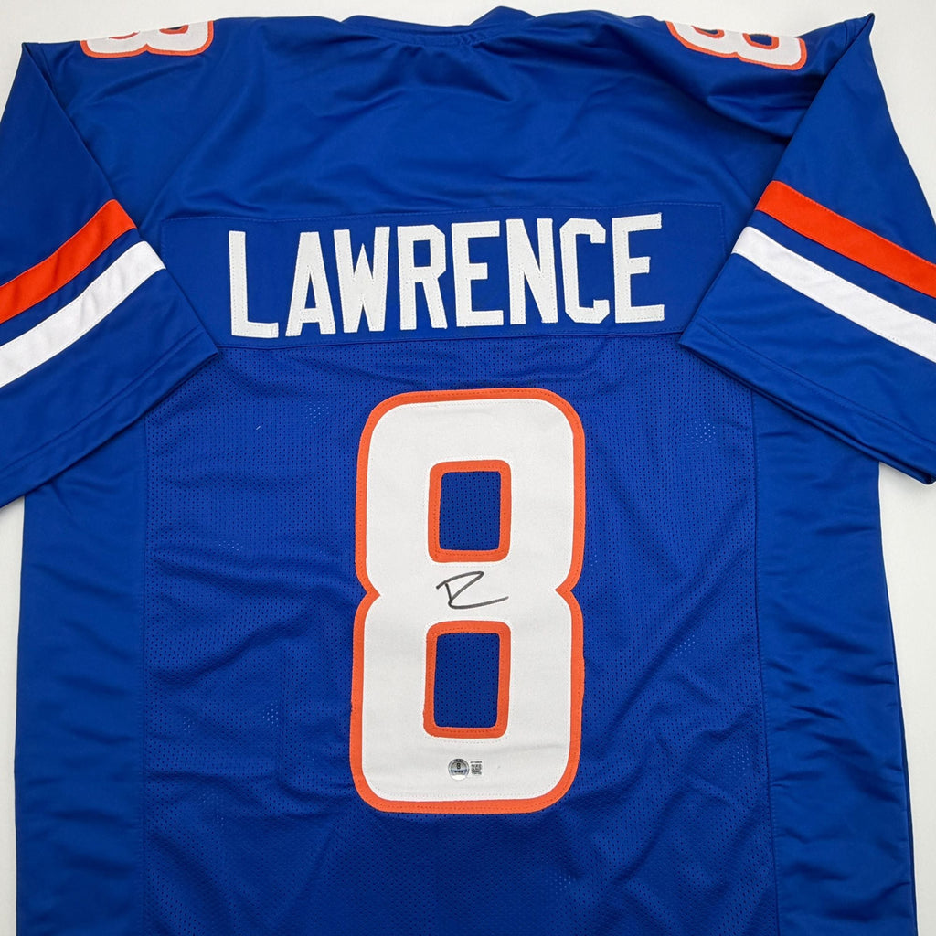 Autographed/Signed DeMarcus Lawrence Boise State Blue College Football Jersey Beckett BAS COA