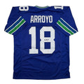 Autographed/Signed Elijah Arroyo Seattle Retro Blue Football Jersey JSA COA