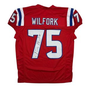 Autographed/Signed Vince Wilfork New England Red Retro Pro Cut Football Jersey JSA COA