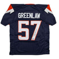 Autographed/Signed Dre Greenlaw Denver Blue Football Jersey Beckett BAS COA