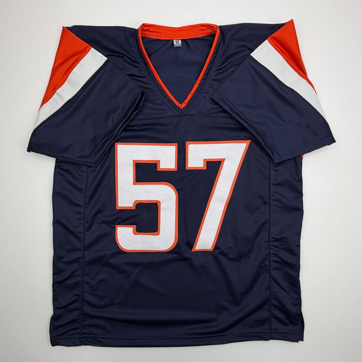 Autographed/Signed Dre Greenlaw Denver Blue Football Jersey Beckett BAS COA