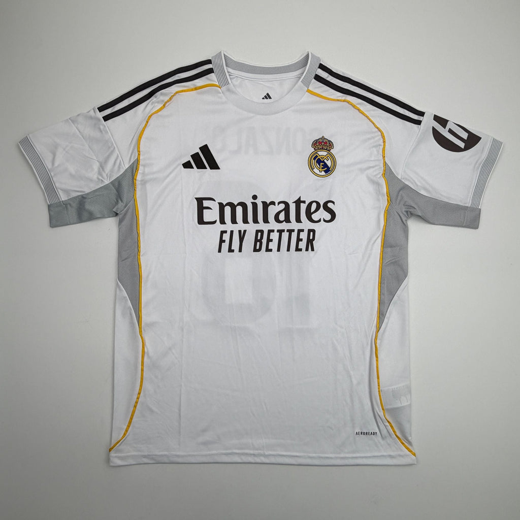 Autographed/Signed Gonzalo Garcia Real Madrid White Soccer Futbol Jersey Beckett BAS COA